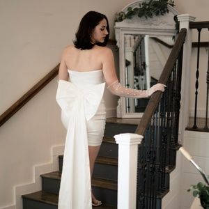"At Last" | Bow Train Mini Dress